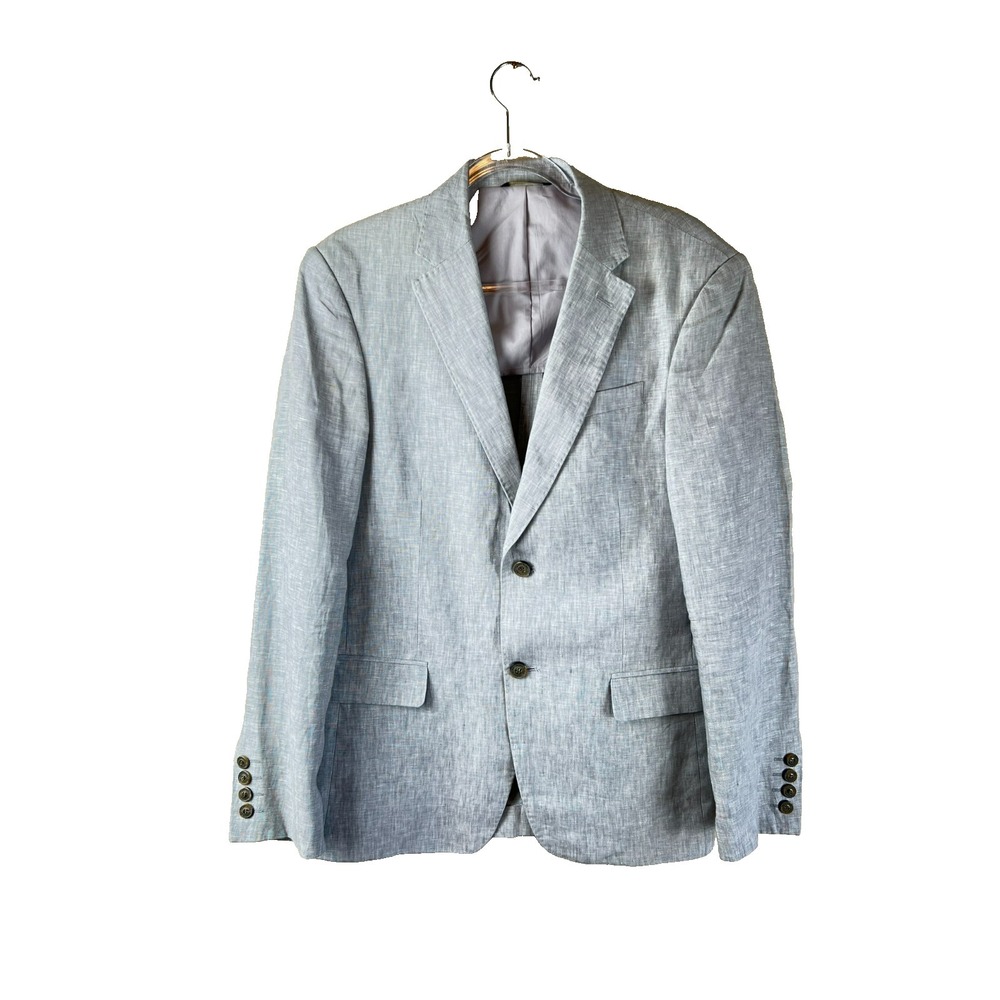 Tasso Elba 100% Linen Blazer Sport Coat Light Gray Textured Men's Small